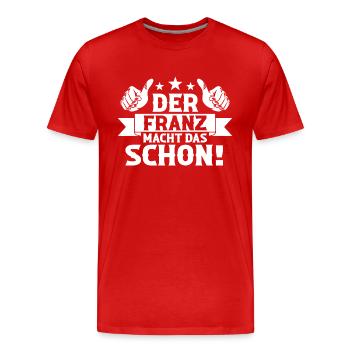 Franz - Männer Premium Bio T-Shirt - Rot - Vorne - Damien (186cm)