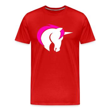 Einhorn zweifarbig - Männer Premium Bio T-Shirt - Rot - Vorne - Damien (186cm)