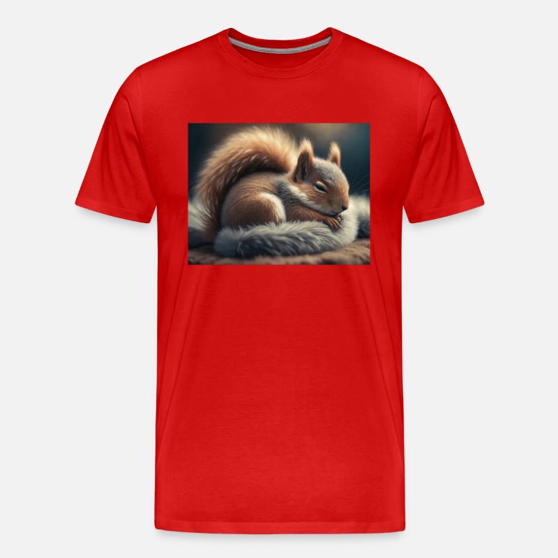 Niedliche Tiere im Winterschlaf – Eichhörnchen - Männer Premium Bio T-Shirt - Rot