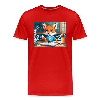 mignon petit renard démon vie quotidienne - mathématiques - T-shirt bio Premium Homme - rouge - Devant - Damien (186cm)
