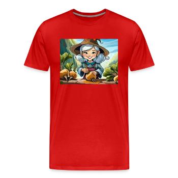 Deutsche Kinderreime Früh morgens um sechs - Männer Premium Bio T-Shirt - Rot - Vorne - Damien (186cm)