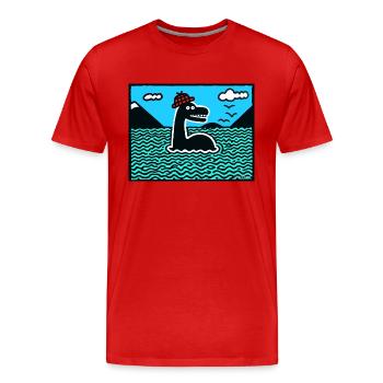 Monstre du Loch Ness de Nessie - T-shirt bio Premium Homme - rouge - Devant - Damien (186cm)