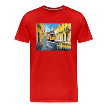 Cheira Lisboa, La nostalgie de Lisbonne de Franky - T-shirt bio Premium Homme - rouge - Devant - Damien (186cm)