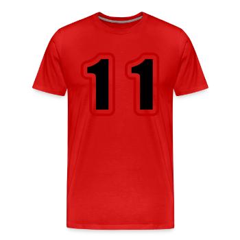 11 Zahl College - Männer Premium Bio T-Shirt - Rot - Vorne - Damien (186cm)