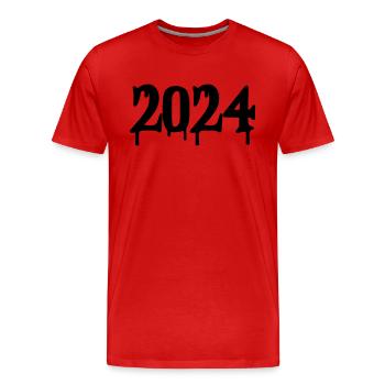 2024 - Männer Premium Bio T-Shirt - Rot - Vorne - Damien (186cm)