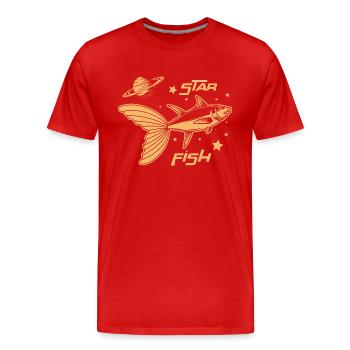 Espace Espace - Star Fish - Jeu de mots - T-shirt bio Premium Homme - rouge - Devant - Damien (186cm)