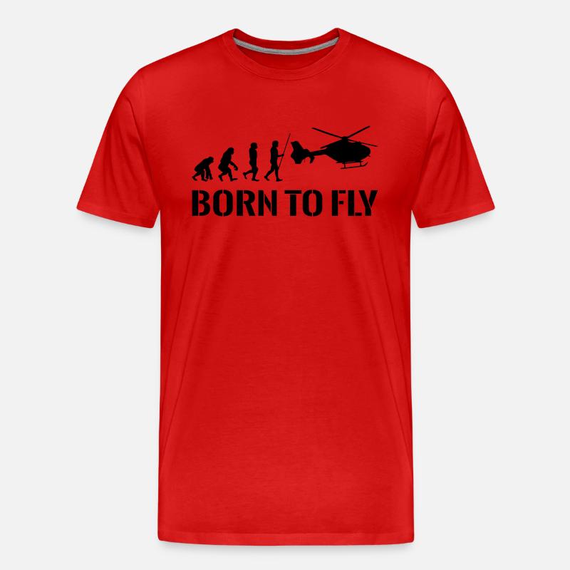 Hubschrauber Pilot Evolution Geschenkidee - Männer Premium Bio T-Shirt - Rot