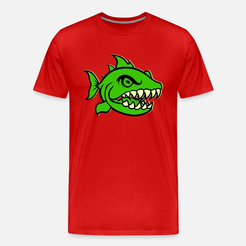 piranha comic fish - Männer Premium Bio T-Shirt - Rot