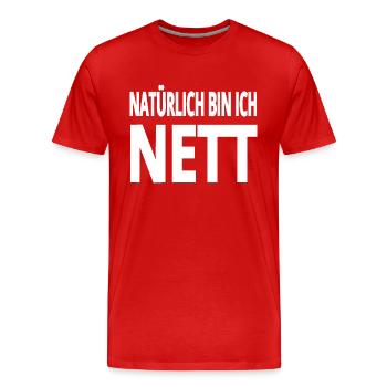 Nett - Männer Premium Bio T-Shirt - Rot - Vorne - Damien (186cm)