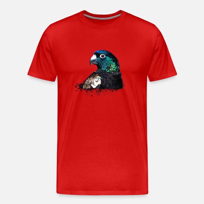 Papagei,Pailletten,Glitzer,Vogel,schwarz - Männer Premium Bio T-Shirt - Rot