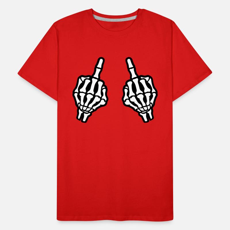 Mittelfinger Hand Skelett Männer Premium Bio T-Shirt