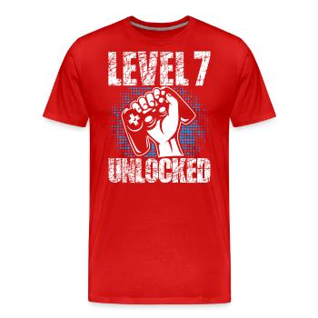 Level 7 Complete Geburtstagsgeschenk 7 Jahre Gamer - Männer Premium Bio T-Shirt - Rot - Vorne - Damien (186cm)