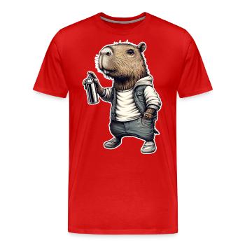 Capybara sprays graffiti - Men's Premium Organic T-Shirt - red - Front - Damien (186cm)