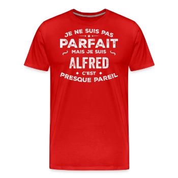 Alfred Ein Vorname, eine Geschichte, eine Persönlichkeit - Männer Premium Bio T-Shirt - Rot - Vorne - Damien (186cm)