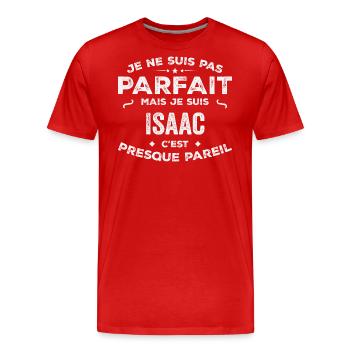 Isaac Un Prénom, Une Histoire, Une Personnalité - T-shirt bio Premium Homme - rouge - Devant - Damien (186cm)