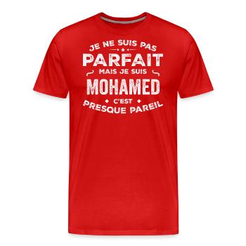 Mohamed A first name, a story, a personality - Men's Premium Organic T-Shirt - red - Front - Damien (186cm)