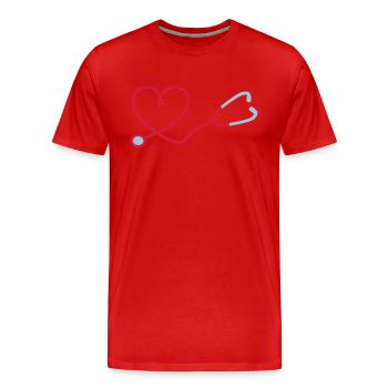 Stethoskop - Männer Premium Bio T-Shirt - Rot - Vorne - Damien (186cm)