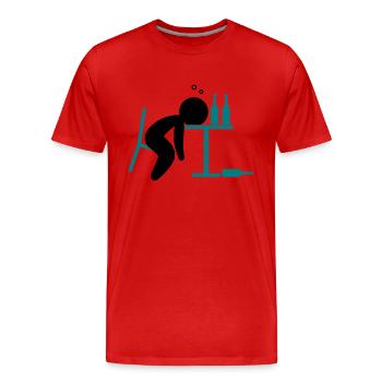 An alcoholic is drunk on the table - Men's Premium Organic T-Shirt - red - Front - Damien (186cm)