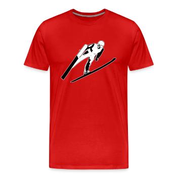 Skispringen - Skijumping - Männer Premium Bio T-Shirt - Rot - Vorne - Damien (186cm)