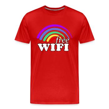 Kostenloses Regenbogen WiFi - Free Rainbow WiFi - Männer Premium Bio T-Shirt - Rot - Vorne - Damien (186cm)