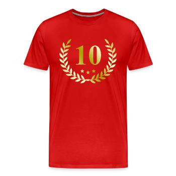 10 Couronne numérique - T-shirt bio Premium Homme - rouge - Devant - Damien (186cm)