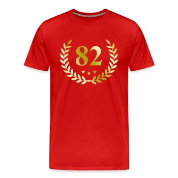 82 Couronne numérique - T-shirt bio Premium Homme - rouge - Devant - Damien (186cm)