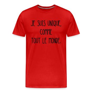 je suis unique - T-shirt bio Premium Homme - rouge - Devant - Damien (186cm)