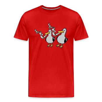 2 Amis Stoner Seagull - T-shirt bio Premium Homme - rouge - Devant - Damien (186cm)