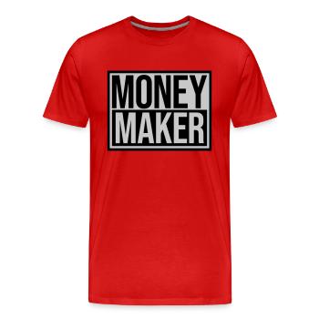 Schild Money Maker Reich - Männer Premium Bio T-Shirt - Rot - Vorne - Damien (186cm)