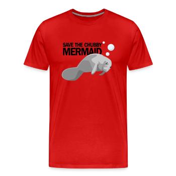 RETTET DIE MOLLIGE MEERJUNGFRAU AKA SEEKUH - Männer Premium Bio T-Shirt - Rot - Vorne - Damien (186cm)