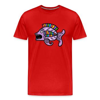 Culture of the Incas, fish symbol - Men's Premium Organic T-Shirt - red - Front - Damien (186cm)
