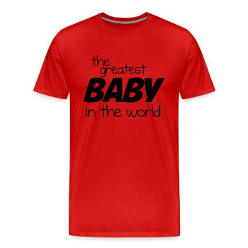 Le plus grand bébé du monde - Noir - T-shirt bio Premium Homme - rouge - Devant - Damien (186cm)
