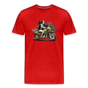 Woman on motorcycle - Men's Premium Organic T-Shirt - red - Front - Damien (186cm)