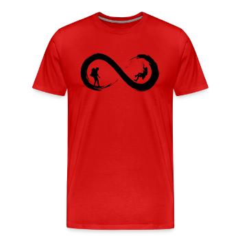 Unendliches Klettern - Männer Premium Bio T-Shirt - Rot - Vorne - Damien (186cm)