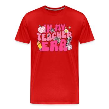 In meiner Lehrerzeit Erster Schultag - Männer Premium Bio T-Shirt - Rot - Vorne - Damien (186cm)