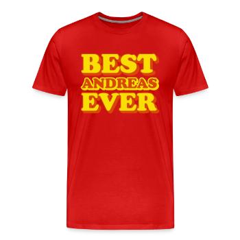 Andrea's First Name Funny Gift - Men's Premium Organic T-Shirt - red - Front - Damien (186cm)