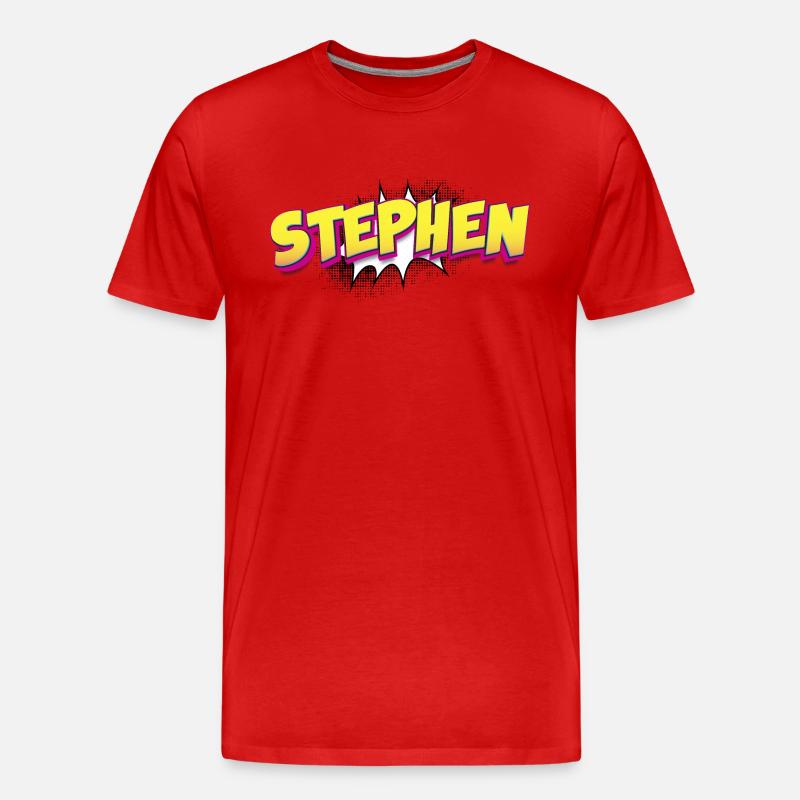 Stephen benutzerdefinierter Name Comic-Buch-Stil Pop-Art, - Männer Premium Bio T-Shirt - Rot