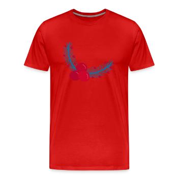 Feuilles et baies de houx de Noël1 - T-shirt bio Premium Homme - rouge - Devant - Damien (186cm)