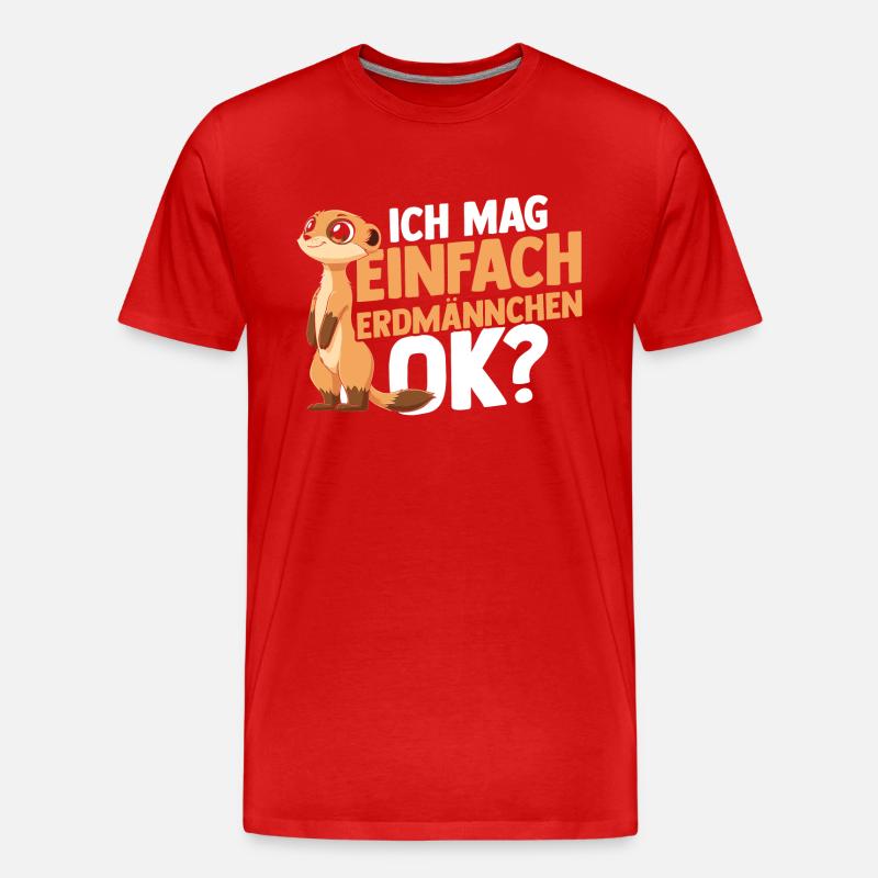 Erdmännchen - Männer Premium Bio T-Shirt - Rot