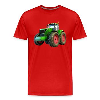 Nouveau gros tracteur avec des jantes rouges - T-shirt bio Premium Homme - rouge - Devant - Damien (186cm)