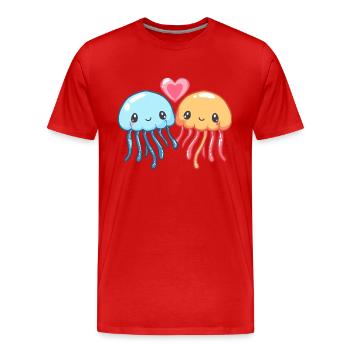 Jellyfish Couple Love Couple In Love - Men's Premium Organic T-Shirt - red - Front - Damien (186cm)