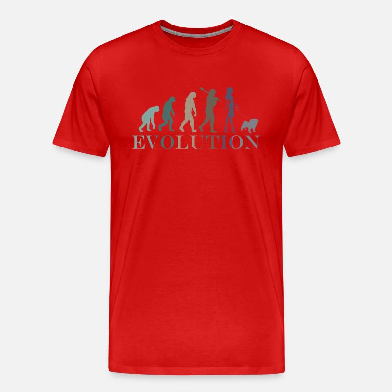 Evolution Mops Weiblich Retro Minimalismus - Männer Premium Bio T-Shirt - Rot
