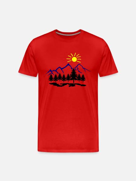 Nature Mountains - Men's Premium Organic T-Shirt - red