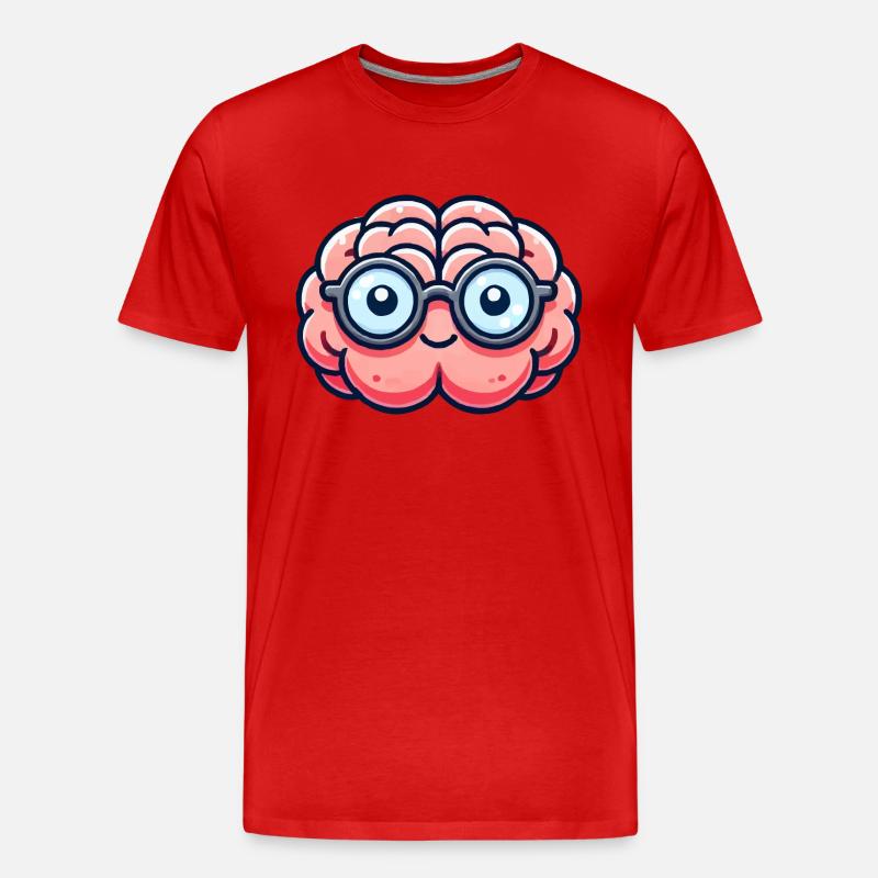 gehirn comic nerd - Männer Premium Bio T-Shirt - Rot