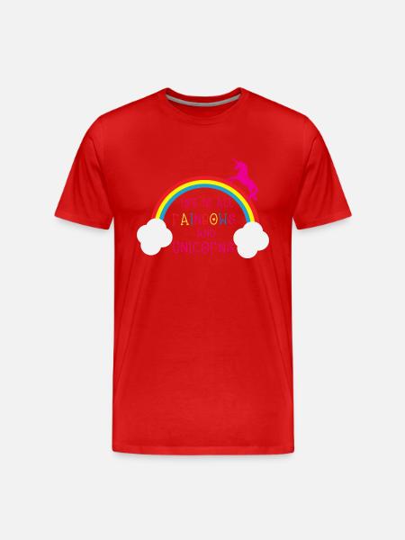 Rainbows & Unicorns - Men's Premium Organic T-Shirt - red