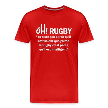 rugby intelligent2 - T-shirt bio Premium Homme - rouge - Devant - Damien (186cm)