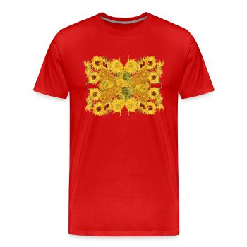 Vincent van Gogh Sunflowers Sunflowers Butterfly - Men's Premium Organic T-Shirt - red - Front - Damien (186cm)