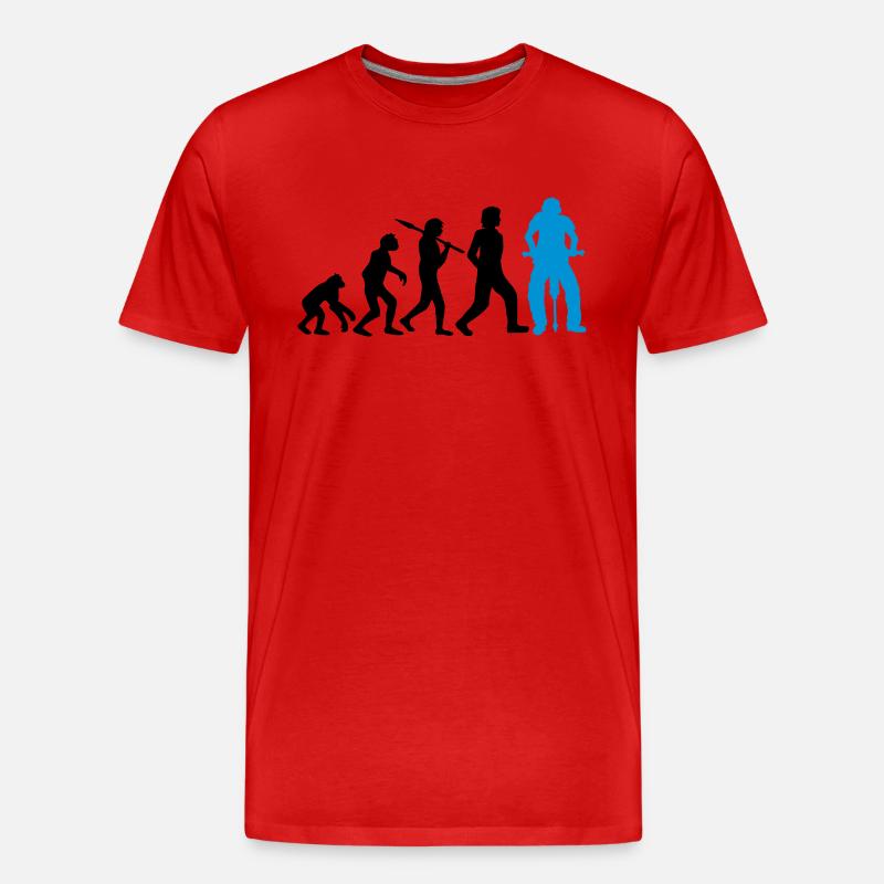 Logo Evolution Presslufthammer - Männer Premium Bio T-Shirt - Rot