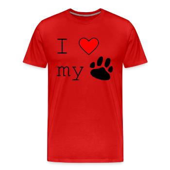 I love my dog - Männer Premium Bio T-Shirt - Rot - Vorne - Damien (186cm)