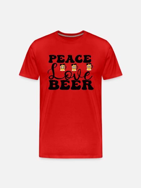 Peace Love Beer - Männer Premium Bio T-Shirt - Rot